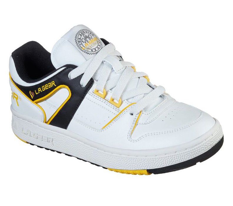 Skechers L.A. Gear - Slammer Low - Womens Sneakers White/Black/Yellow [AU-SL5367]